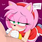  1boy 1girl amy_rose anthro blackmail blowjob_face blush cheezeminx fellatio female forced furry green_eyes hand_on_penis human human_on_anthro looking_up male netorare on_knees oral penis saliva sega shoes shy sonic_the_hedgehog_(series) sucking 