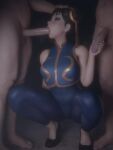  1girl 2boys 3d animated asian_female big_ass big_breasts blender blender_(software) breasts capcom chinese_clothes chun-li cum cum_in_mouth facefuck fellatio holding_head irrumatio kittyyevil leggings legs longer_than_30_seconds male/female muscular_legs oral oral_penetration oral_sex sound squatting street_fighter stroking_penis thick thick_thighs threesome video voice_acted 