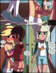  1boy 1girl 2_girls ass ass_grab blonde_hair blue_eyes breasts brown_eyes brown_hair canon_couple comic domanubis green_eyes jackie_lynn_thomas male marco_diaz nipples penis penis_grab pussy star_butterfly star_vs_the_forces_of_evil 