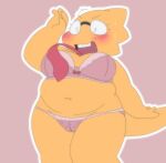 1girl 2020s 2022 adorable alphys alphys_(undertale) anthro anthro_only aruput aruput_ut belly bow_bra bra breasts cameltoe chubby chubby_anthro chubby_female cute female female_only glasses lingerie lizard lizard_girl lizard_tail monster monster_girl navel neck_tie necktie non-mammal_breasts non-mammal_navel panties red_necktie reptile reptile_girl reptile_tail simple_background solo solo_anthro solo_female tail tie twitter undertale undertale_(series) underwear yellow_body yellow_skin