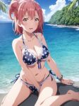 1girl alluring beach big_breasts bikini in_water nios ocean shore yahari_ore_no_seishun_lovecome_wa_machigatteiru. yuigahama_yui 
