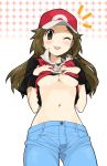 big_breasts blue_eyes brown_hair cleavage cosplay creatures_(company) female_protagonist_(pokemon_rgby) game_freak humans_of_pokemon leaf_(pokemon) nintendo pokemon pokemon_(game) pokemon_red_green_blue_&amp;_yellow pokemon_rgby porkyman red_(pokemon_cosplay) underboob video_game_character