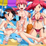  3_girls 3girls akane_(pokemon) alluring arm arms art asuna_(pokemon) babe bare_legs bare_shoulders barefoot beach bent_over big_breasts bikini black_hair blush breasts brown_eyes candice candice_(pokemon) cleavage cloud collarbone cooler erect_nipples fangs feet female flannery food gym_leader hat high_res highres holding ice_cream kneel kneeling large_breasts legs long_hair looking_at_viewer lotion low_twintails midriff multiple_girls navel neck nintendo open_mouth pelipper pink_eyes pink_hair piplup pokemoa pokemon pokemon_(anime) pokemon_(game) pokemon_dppt pokemon_gsc pokemon_heartgold_and_soulsilver pokemon_hgss pokemon_rse popsicle pouring red_eyes red_hair redhead regice sand sealeo shiny shiny_hair shiny_skin short_hair side-tie_bikini sitting sky smile soara standing suzuna_(pokemon) sweat swimsuit teeth tongue torkoal underboob visor visor_cap whitney 