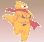 1_girl 1girl alphys alphys_(undertale) anthro anthro_only aruput aruput_ut barely_visible_genitalia belly bikini bikini_bottom bikini_top blue_bikini blue_bikini_bottom blue_bikini_top breasts brown_background chubby chubby_anthro chubby_female female_anthro female_only glasses gradient_background lizard lizard_girl lizard_tail micro_bikini monster non-mammal_breasts pussy pussy_peek red_scarf reptile reptile_girl reptile_tail scalie scarf simple_background solo_anthro solo_female source_request swimsuit tail thong thong_bikini undertale undertale_(series) yellow_body yellow_skin