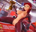  1girl 3d 3d_(artwork) absurd_res breasts child_bearing_hips curvaceous curvy dc_comics erect_nipples exhibitionism female female_only forsaken_(artist) green_eyes high_res huge_breasts koriand&#039;r looking_at_viewer nipples racing_suit red_hair solo starfire teen_titans thick thick_ass thick_thighs trophy voluptuous young_adult 