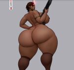 1girl alluring armlet ass big_ass big_breasts breasts bubble_butt capcom choker chubby curvy dark-skinned_female dark_hair dark_skin dayum earrings fat_ass from_behind gun huge_ass huge_breasts hyper_ass legs looking_back massive_ass nude parted_lips posing resident_evil resident_evil_5 round_ass sexy sheva_alomar sideboob slut smelly_ass someshittysketches standing stockings thick thick_ass thick_thighs weapon wide_hips