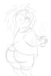 anthro ass ass bottomless coffee coffee_mug glasses looking_at_viewer looking_back mole nerd nerdy_female no_color short_hair wide_hips