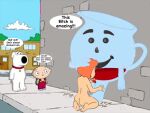 big_breasts brian_griffin cartoon_milf cheating_wife crossover family_guy fellatio kneeling kool-aid_man lois_griffin red_hair stewie_griffin topless_(female)