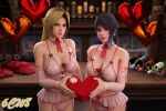 2_girls 6cw8 alluring black_and_blue_hair blonde_hair dead_or_alive dead_or_alive_2 dead_or_alive_3 dead_or_alive_4 dead_or_alive_5 dead_or_alive_6 dead_or_alive_xtreme dead_or_alive_xtreme_2 dead_or_alive_xtreme_3 dead_or_alive_xtreme_3_fortune dead_or_alive_xtreme_beach_volleyball dead_or_alive_xtreme_venus_vacation helena_douglas holding_valentine&#039;s_candy lingerie shandy_(doa) tecmo valentine&#039;s_day