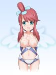  1girl alcohol_(coldfront) bare_shoulders blue_eyes blush breasts bukkake coldfront cum cum_on_body cum_on_breasts cum_on_upper_body facial fuuro_(pokemon) green_eyes gym_leader long_hair navel nipples no_pants open_mouth panties pokemon pokemon_(game) pokemon_black_and_white pokemon_bw ponytail pussy_juice red_hair side_ponytail solo sweat underwear wet_panties 