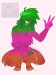 1boy balls blush chest_hair claws claws_out crouching divineflesh_(artist) gradient_penis grin happy_trail holding_penis long_hair long_tail male male_only no_eyes not_furry omorashi paws peace_sign pee peeing penis penis_out pissing pubic_hair regretevator roblox robloxian spread_legs tail unpleasant_gradient watersports