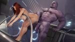  1boy 1girl axenanim big_breasts big_penis black_widow black_widow_(marvel) bouncing_ass bouncing_breasts bubble_butt doggy_position erect erect_penis erection from_behind getting_erect green_eyes marvel marvel_comics moaning red_hair thanos thick_thighs vaginal_penetration 
