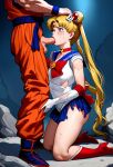  ai_generated anime artist_request bishoujo_senshi_sailor_moon crossover defeated defeated_heroine dragon_ball forced_oral sailor_moon son_goku source_request tears weird_crossover 
