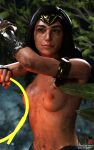 10:16 1girl 3d 3d_(artwork) 4k belly belly_button breasts closed_mouth dark_hair dirt dirty dirty_face dirty_skin erect_nipples female_focus fighting_pose gal_gadot justice_league lasso_of_truth leaf leaves long_hair medium_breasts nipples open_eyes outside partially_clothed patreon patreon_username roosterart small_breasts solo_focus standing subscribestar subscribestar_username superheroine trees wonder_woman