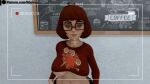  1girl big_breasts camera_view erect_nipples female_only filming flashing gif glasses recording scooby-doo sweater_lift velma_dinkley 