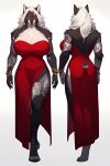  ai_generated anthro mafia red_dress stable_diffusion tattoo tattooed_arm voluptuous white_hair wolf_ears wolf_girl xtrafurry 