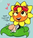  1boy 1girl anonymous_male cum cum_in_pussy green_skin penis plants_vs_zombies pussy pussy_juice solar_flare solar_flare_(pvz) sunflower_(pvz) sweat text_bubble 