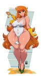  apron apron_only bayeuxman big_ass dexter&#039;s_laboratory dexter&#039;s_mom earrings green_eyes milf naked_apron naked_female orange_hair sexy surprised very_long_hair 