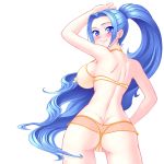  1_girl 1girl aqua_eyes aqua_hair arm arm_up armpits arms art ass babe back bare_back bare_legs bare_shoulders big_breasts bikini bikini_skirt blue_eyes blue_hair breasts butt_crack dimples_of_venus earrings erect_nipples female halterneck hanazuka_ryouji hand_on_hip high_res highres jewelry large_breasts legs looking_at_viewer looking_back neck nefertari_vivi nipples one_piece ponytail pussy see-through shiny shiny_hair sideboob simple_background smile solo standing swimsuit very_long_hair vivi white_background yellow_bikini yellow_swimsuit 