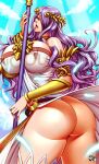  1girl alluring big_breasts camilla_(fire_emblem) cosplay fire_emblem fire_emblem_fates jadenkaiba kid_icarus milf nintendo palutena_(cosplay) purple_eyes purple_hair staff 