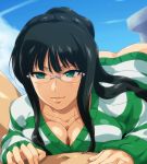 1girl aqua_eyes art ass babe bangs between_breasts big_breasts black_hair blue_sky blush bottomless breast_press breasts cleavage cloud cloudy_sky collarbone female girl_on_top glasses hairu half-closed_eyes high_res lips long_hair long_sleeves looking_at_viewer male/female naked_sweater naughty_face nico_robin no_pants one_piece one_piece:_strong_world outside paizuri paizuri_under_clothes penis pov pov_eye_contact rimless_glasses sanji sky sleeves_past_wrists smile solo_focus striped striped_sweater sweater uncensored vinsmoke_sanji
