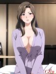 ai_generated breasts chibo cjin fujino_ninno kimono long_hair mature mature_female mature_woman milf mom mommy mother_knows_breast robe