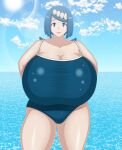 blue_eyes blue_hair coresix gigantic_ass gigantic_breasts hourglass_figure lana&#039;s_mother pokemon swimsuit voluptuous