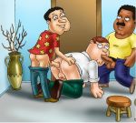  all_fours anal ass cleveland_brown doggy_position family_guy fellatio glenn_quagmire hand_on_ass interracial oral pants_down penis peter_griffin smile spitroast testicles yaoi 