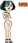 black_eyes black_hair breasts cartoon_network covering_breasts dyed_hair goth green_hair gwen_(tdi) hourglass_figure pale-skinned_female thick_ass thick_legs thick_thighs total_drama_island two_tone_hair vaginal_insertion wasp_waist