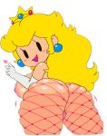 1girl big_breasts blonde_hair blue_eyes crown curvaceous dat_ass dream-cassette earrings female female_only fishnets headwear hoshime huge_breasts jewelry long_hair looking_at_viewer mario_(series) nintendo paper_peach princess princess_peach pussy sideboob super_mario_bros. super_mario_galaxy thick_thighs thighs voluptuous white_gloves wide_hips