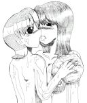  big_breasts kissing monochrome nami nami_(one_piece) nico_robin one_piece straw_hat_pirates yuri 