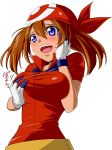  1girl blush breast_grab breasts grabbing haruka_(pokemon) huge_breasts may may_(pokemon) pokemon smile solo_female 