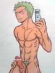  artist_request censor_bar green_hair muscular_male one_piece penis roronoa_zoro tanned_skin 