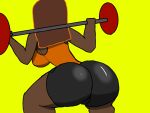  ass ass_focus big_ass big_breasts breasts gabethenut gym gym_uniform lifting_weights muscular muscular_female squatting training 