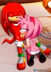  amy_rose ass balls bbmbbf blush bra closed_eyes fellatio knuckles_the_echidna mobius_unleashed palcomix panties penis pink_fur red_fur sega sonic 