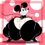  1girl anthro ass ass_clap ass_clapping ass_jiggle big_ass clapping_cheeks crouching disney fat_ass female_only gigantic_ass huge_ass looking_at_viewer looking_back massive_ass mickey_mouse_shorts minnie_mouse mouse mrxrickyx onomatopoeia panties plump rodent skirt squatting thick_thighs tiptoes twerking what wide_hips 