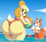 1girl 2022 2_girls accidental_exposure animal_crossing anthro ass audie_(animal_crossing) ball beach beach_ball big_ass big_breasts bikini bikini_top_removed breasts bubble_butt canine covered_nipples domestic_dog female_only fox huge_ass huge_breasts insanely_hot isabelle_(animal_crossing) looking_at_viewer looking_back nintendo nipples one-piece_swimsuit pascal_(animal_crossing) sexy sexy_ass sexy_body sexy_breasts smelly_ass smile swimsuit thick_thighs topless ultrastax wardrobe_malfunction wide_hips