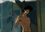 1boy cowboy_bebop green_hair male male_only nude_male shirtless_(male) spike_spiegel spiked_hair
