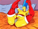  big_breasts erect_clitoris erect_nipples gloves legs_up marge_simpson panties_aside pubic_hair pussy_juice pussy_juice_drip pussy_lips stockings the_simpsons thick_thighs 