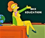  breasts edna_krabappel erect_nipples mostly_nude nobodyman9000 panties_down teacher the_simpsons thighs yellow_skin 