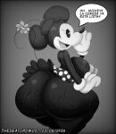 1girl ass ass_grab ass_sweat ass_up big_ass big_breasts black_skin breasts disney female/female female_only female_solo minnie_mouse rabbit rabbit_girl rat simple_background spanish_text sweat text thedeathcrow05