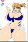 1girl alluring big_breasts big_hips metalpipe55_(artist) micro_bikini misty_(pokemon) orange_hair pokemon pokemon_(game) simple_background