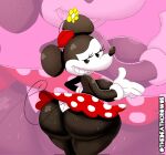  1girl ass ass_grab ass_up big_ass big_breasts black_skin breasts disney female/female female_only female_solo minnie_mouse rabbit rabbit_girl rat simple_background thedeathcrow05 