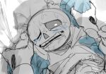 2022 2d 2d_(artwork) animated_skeleton arm_grab blue_blush blush bottom_sans clothed crying dominant_pov drooling gaster gaster_(undertale) grabbing_arm grabbing_hand hand hand_grab hands hoodie logo_(pixiv30462562) male male_pov monster pixiv_id_30462562 pov sans sans_(undertale) sanster skeleton solo_focus sweat tears uke_sans undead undertale undertale_(series) unseen_male_face video_games yaoi
