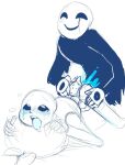 2017 2d 2d_(artwork) animated_skeleton blue_blush blue_tongue blush bottom_sans crying crying_with_eyes_open from_behind gaster gaster_(undertale) grabbing_pillow male male_penetrating monster penetration sans sans_(undertale) sanster seme_gaster sex sinfulsanspar skeleton smiling tears tongue tongue_out top_gaster uke_sans undead undertale undertale_(series) video_games yaoi
