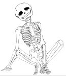 1boy 2020 2020s animated_skeleton arm_support completely_naked completely_nude db-bird duplicate looking_away male monster naked_male nude nude_male sans sans_(undertale) skeleton solo solo_male sweat undead undertale undertale_(series) white_background