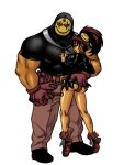  age_difference ass_grab body_bags dark-skinned_female dark-skinned_male father_&amp;_daughter grabbing hoop_earrings incest masked_male muscular_male panda_delgado redhead size_difference tippy-toe 