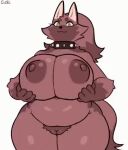  animated anthro areola big_breasts biped blep breast_drop breast_jiggle breasts brown_areola brown_body brown_fur brown_nipples canid canine canis collar collar_only domestic_dog female fur furry furry_female genitals green_eyes huge_breasts jiggling keisatsu_dog_(sususuigi) looking_at_viewer mammal nipples no_sound nude original original_character pubes pussy sagging_breasts short_playtime simple_background solo sususuigi tongue tongue_out white_background 