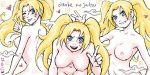 anna_kokoro_(anko) blonde_hair blue_eyes breasts lowres naruko naruto naruto_uzumaki nude twin_tails wink