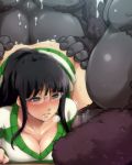  ass ass_grab big_breasts black_hair blush breast_press breasts censored cleavage doggy_position fur glasses gorilla hairu large_breasts long_hair nico_robin one_piece one_piece:_strong_world penis saliva sex sweat 